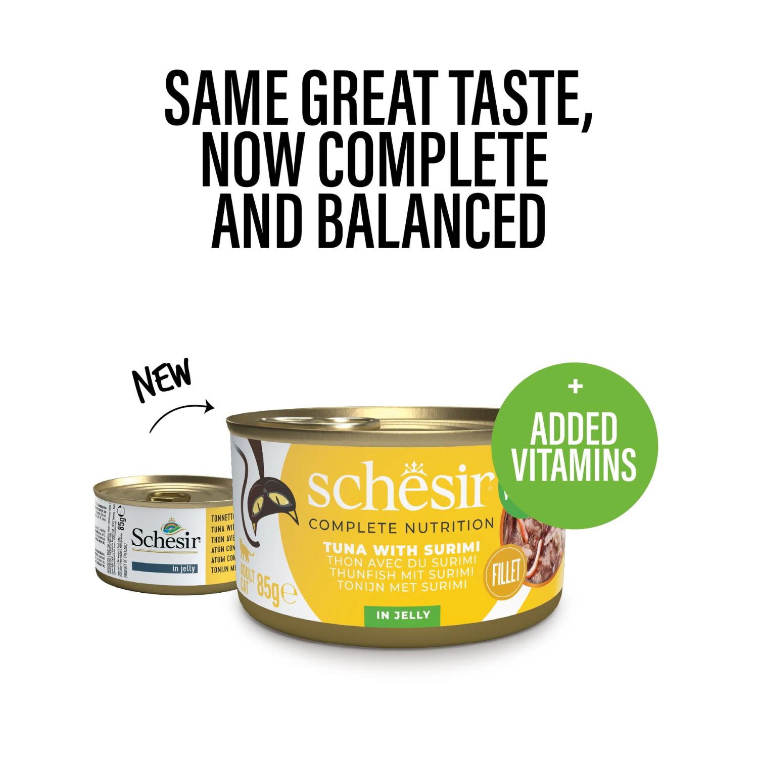 Schesir Complete & Balance Cat Nutrition Cat Wet Food In Jelly Cantuna With Surimi 85g